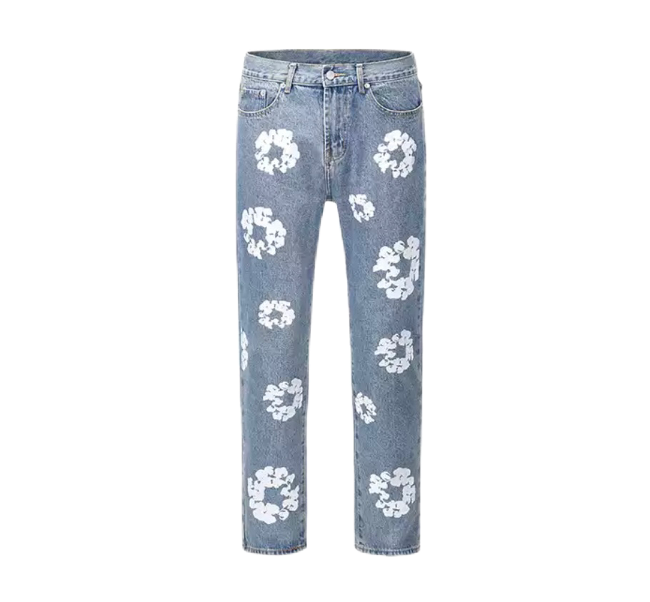 Flower Full Print Denim Jeans – Wicked Vintage
